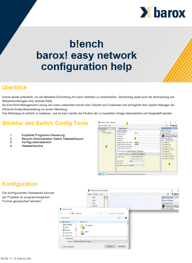 Flyer «b!ench easy network configuration help»